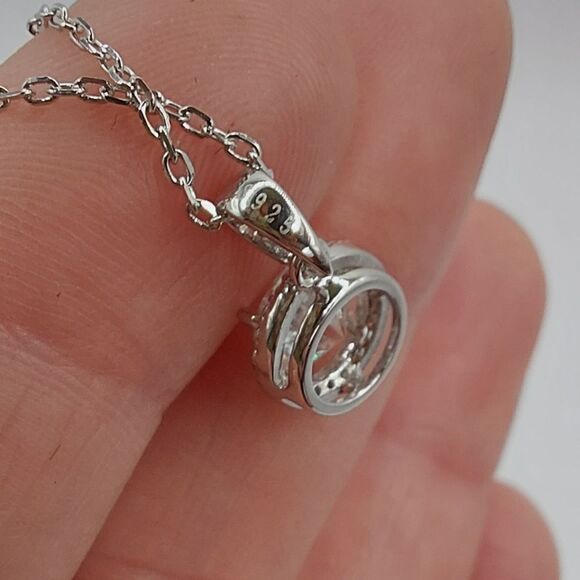 1 Carat Moissanite Sterling Silver Round Necklace - Picture 9 of 13